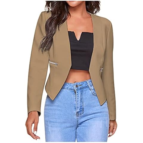 QHDDP Halloween KostüMe MäDchen Kimono Jacke Jeansjacke Damen Oversize MäDchen KostüMe Fasching Teddyfell Jacke Damen Windbreaker Blazer Jacken Damen Gore Jacke Jacken üBergang Outdoor(Khaki,XXL) Cover