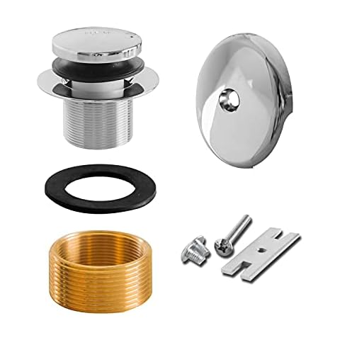 SENTO Chrome Tip-Toe BathTub Drain Trim Set Assembly Stopper Kit, Fit both 1-1/2 Inch or 1-5/8 Inch Strainer and Stopper, Heavy Duty Metal with Matching Screws, Easy Installation, Polished Chrome Cover