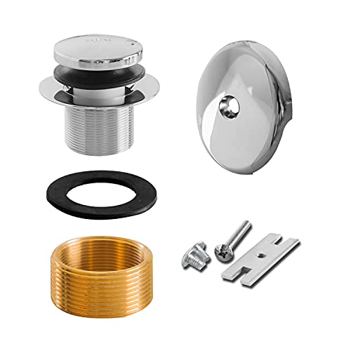 Sento Chrome Tip-Toe Bathtub Drain Trim Set Assembly Stopper Kit, Fit Both 1-1/2 Inch Or 1-5/8 Inch Strainer And Stopper, Heavy Duty Metal With Matching Screws, Easy Installation, Polished Chrome #TOP28
