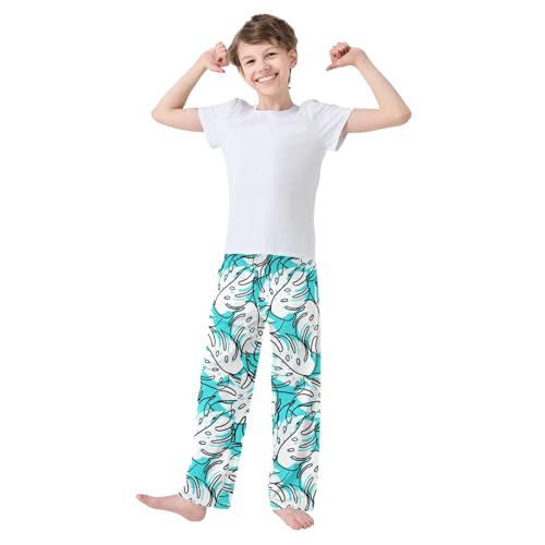 ZZXXB Watercolor Palm Trees Boys Long Pants Soft Trousers Elastic Waist Kids Lounge Bottoms with Pockets S-XL2