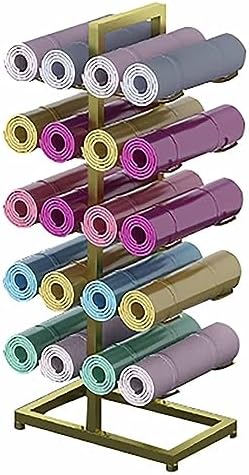 5-Tier Yoga Mat Storage Rack, Holds 20 Exercise Mats & Foam Rollers - Durable Floor Stand Organizer for Home, Gym & Yoga Studio - Perfect Space-Saving Solution