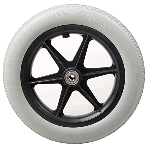 NLAVW Accesorios para sillas de Ruedas Ligeras de 12 Pulgadas Rueda Trasera Neumáticos de PU Ruedas no inflables Silla de Ruedas Manual Rueda Trasera,Gris