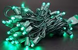 50 Count Christmas Mini Light Set 5MM Conical Wide Angle Indoor/Outdoor Use 120V UL Certified Green