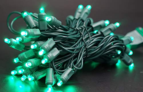 50 Count Christmas Mini Light Set 5Mm Conical Wide Angle Indoor/Outdoor Use 120V Ul Certified Green Wire 17Ft (Green) #TOP2