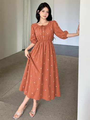 Image of SMOWKLY Cotton Blend Women's Casual Dress Mid-Length Maxi Dress for Woman ||Stylish Frocks for Women ||One Piece Dress for Women || Long Midi Dress for Woman || Party & Beach Wear