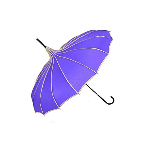 傘 女性ビッグ大ロングハンドルゴシッククラシック防風タワーパゴダ傘雨 YYFJP (Color : ライトパープル, Size : 1)