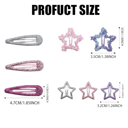 22 piezas de clips para el cabello Star, pinzas metálicas antideslizantes en varios colores para niñas y mujeres miniatura 2