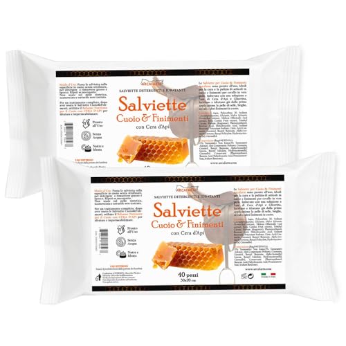 80 Pezzi Salviette per Cuoio e Finimenti Cera d'Api Arcafarm SAPOWIPE - Pulizia senza Acqua per pelle e cuoio, Selle, stivali e accessori Equitazione, azione idratante e nutriente