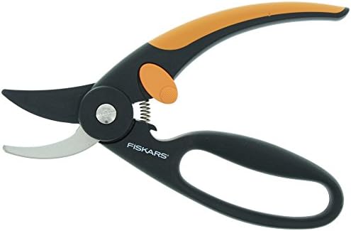 Fiskars Fingerloop Pruner Bypass P44, Cutting Diameter: 2 cm, Steel Blades with Non-Stick Coating, Length: 20 cm, Black/Orange, 1001534