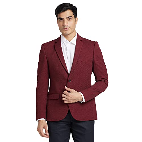 Image of Parx Men's Urban Fit Pure Terylene Notch Lapel Print Pattern Full Sleeve Casual Blazer