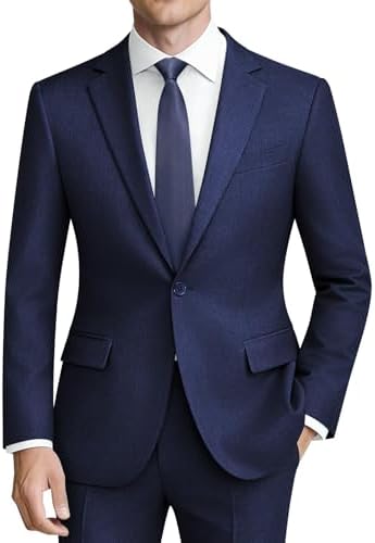 QUELDRA Herren Anzüge Slim Fit 2 Teilig Anzug für Hochzeit Business | Herrenanzug mit einem Knopf, inklusive Sakko und Hose für Business, Hochzeit, Feiern und Abendveranstaltungen