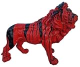 Casa Padrino Escultura Decorativa XXL de Lujo león Rojo/Negro 100 x A. 68 cm - Figura Decorativa Grande - Figura Animal XXL - Esculturas y Figuras Decorativas XXL