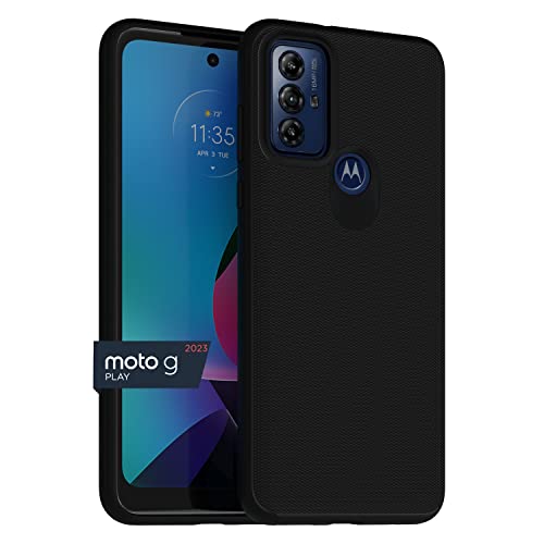 Image of Motorola Moto G Play (2023) Textured Protective Case- Black - Precision fit Shock Absorbing Cases for Enhanced Phone Grip, Style, Drop Protection for Your Moto G-Play 2023