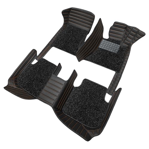 Image of Antiskid Premium 9D Car Mat Full Set for Tata Punch 2026 | Luxury Leather Dual-Stitch Full Set 9D Car Floor Mat || 100% Waterproof ||Color: Black Tan
