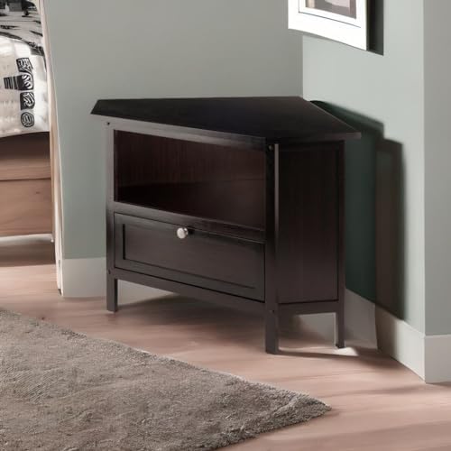 Ergode Wood Zena Corner TV Stand SpaceSaving, Espresso
