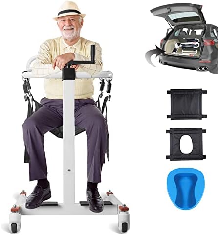 Patient Lift Transfer Chair Wheelchair Lightweight Rolling Shower Chair with Seat Cushions and Potty,Transport Chairs for Seniors,Medical Portable Toilet for Car