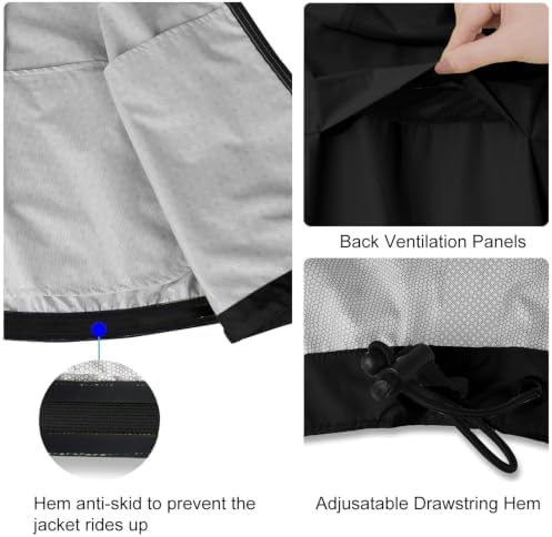baleaf Rain Jacket Men Waterproof Impermeable Homme Windbreaker Running Cycling Golf Hiking Gear Hood Lightweight Reflective Packable Black L — view 2