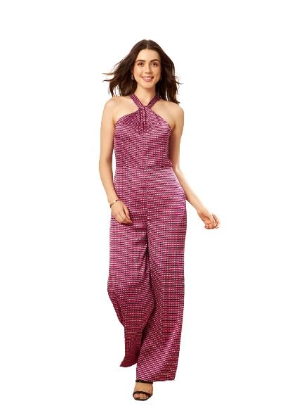 kassually Jumpsuits for women Casual Pink Dot Print Twisted Neck Sleeveless Jumpsuit-picture-20