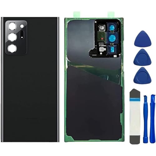 Nota 20 Ultra Back Cristal de Repuesto para Samsung Galaxy Note 20 Ultra 5G N986U Todos los Transportadores Funda Porta Panel Cubierta con Lente Cámara Cinta Adhesiva, Negro Místico