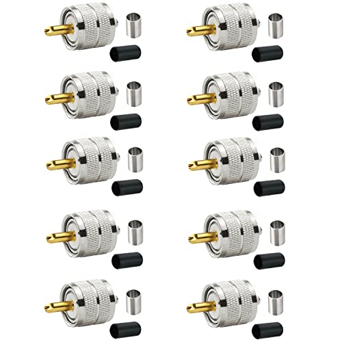 Pack de 10 conectores coaxiales PL259 macho para RG-8X LMR-240 miniatura 1