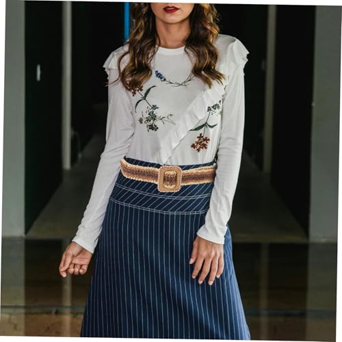 FRCOLOR Boho Woven Raffia Belt for Women Adjustable Lightweight Waistband Vintage Fashion Accessory for Spring and Summer Dresses for Vacation Outfits 7