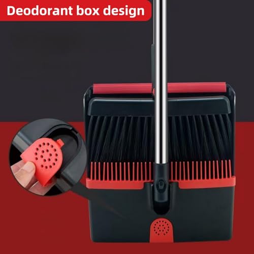 Image of Broom and Dustpan Set, Long Handle 180 Rotating Stand-Up Dustpan & Comb Teeth - Lightweight Sweeping Combo for Home, Office, Kitchen, Lobby Floors