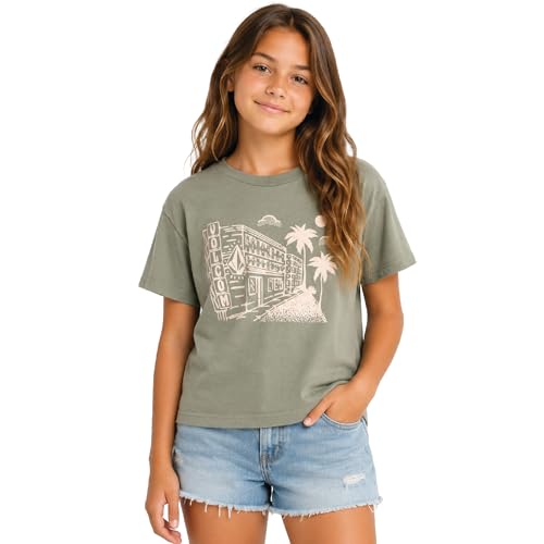 Image of Volcom Girls Shirts - Casual Crewneck Short Sleeve Graphic Tee Trendy Tops - Breathable Girls Summer Clothes