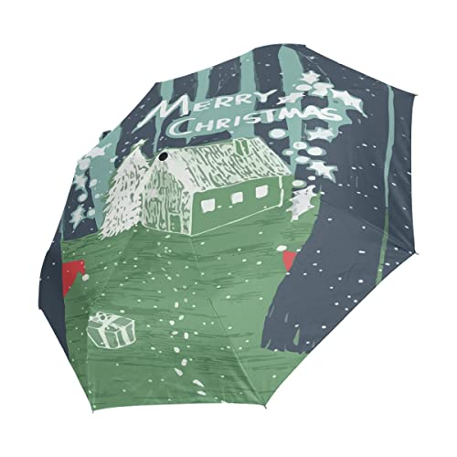 Parapluie pliant coupe-vent Cabane en Bois Arbre de Noël pour la plage et le voyage