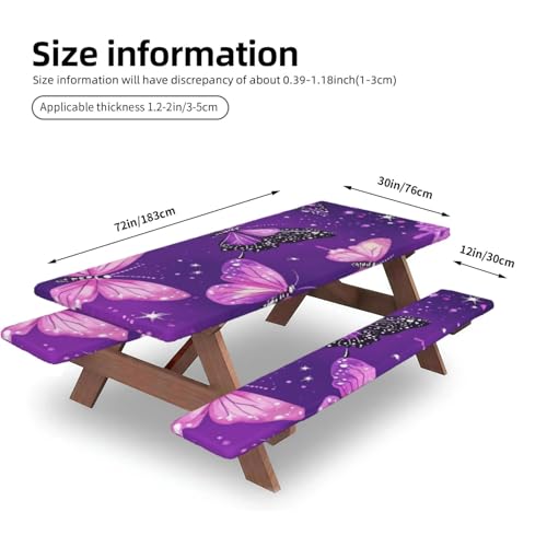 Mantel impermeable ajustable de mariposas moradas con fundas elásticas 5