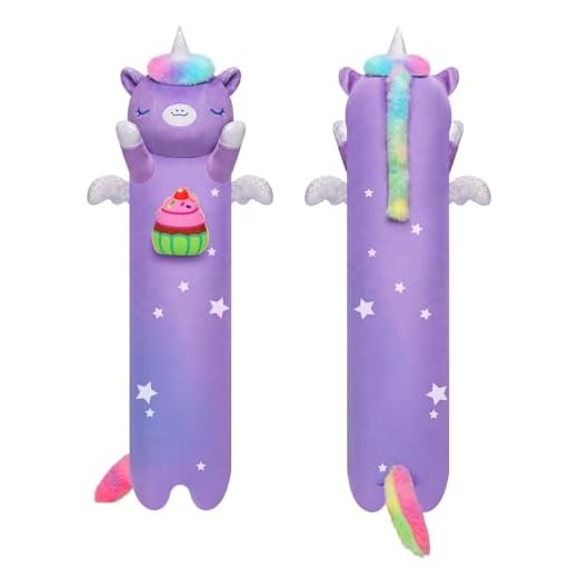 Mewaii Kawaii Peluche Licorne Long Oreiller 50CM, Coussin Doux et Moelleux, pour Enfants et Adultes