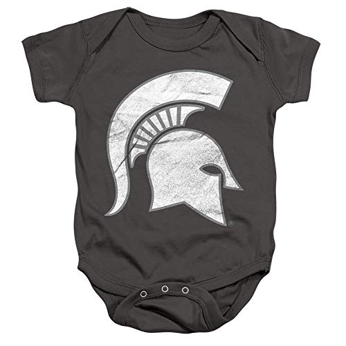 MSU Spartans Michigan State Distressed Primary Unisex Infant Snap Suit for Baby, Charcoal, Small (6 Months)