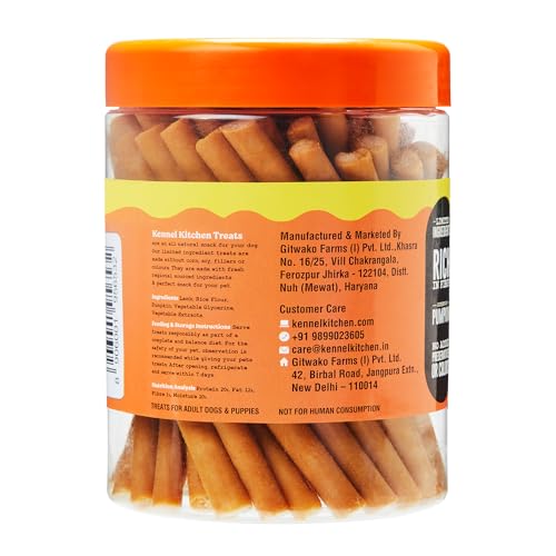 Image of Kennel Kitchen Soft Baked Lamb Sticks with Pumpkin Treats for Dogs, 500g (Pack of 1) | Soft Dog Chew Sticks | Dog Treats for Adult Dogs and Puppies
