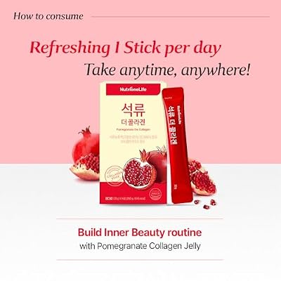 Pomegranate Collagen Stick Jelly Low Molecular Fish Collagen, Pomegranate Flavor, Korean Collagen Jelly, 20g*10 Sachets