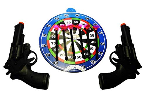 2 pistolets noirs avec 6 fléchettes à ventouse et une cible en carton Cover