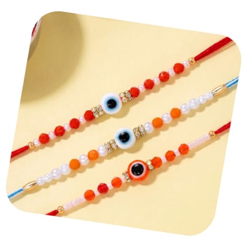 Image of Peora Evil Eye & Crystals Studded Rakhi for Brother Bhaiya | Red Thread | Raksha Bandhan Hamper with Roli Chawal Greeting Card