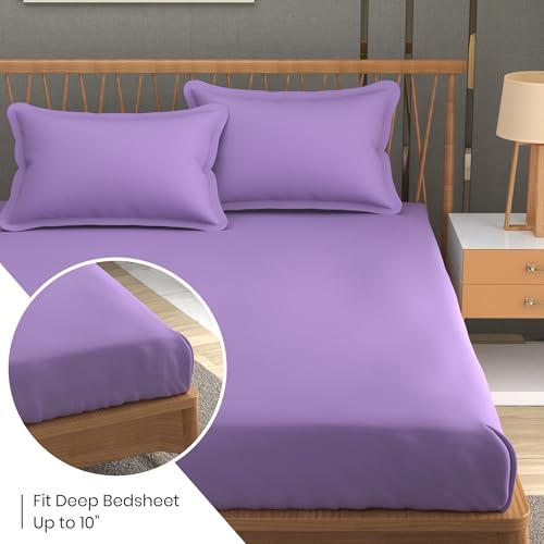 Drap de lit de qualité supérieure en microfibre violette avec ses taies d'oreiller