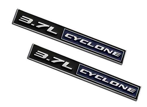 Image of 2pcs 3.7L Cyclone Emblems 3D Badge Replacement for 2011-2020 Mustang V6 3.7L Cyclone Decal (Chrome /Blue)