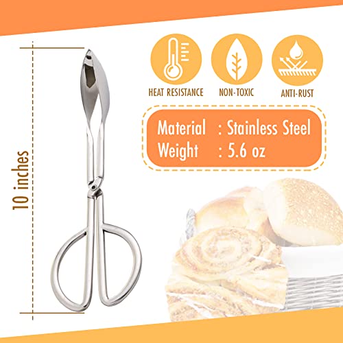 Buffet Tongs 10 Inch Stainless Steel Serving Tongs Utensils For Catering Grilling Barbecue Seafood Frying Cooking, Heavy Duty Heat Resistant Food Tongs For Salad Cake Party Bread Dessert Home Kitchen #TOP4
