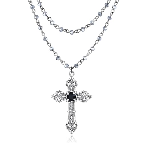 XIANNVXI Goth Necklace Gothic Layered Choker for Women Emo Gothic Necklace Goth Witch Grunge Emo Jewelry Halloween Christmas Cross Jewelry for Women