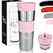 Milu Tazza Termica da Viaggio per caffè 450ml - 100% a Prova di perdite - Isolata Tazza di caffè e tè da Portare Via Tazza Termica da Bere in Acciaio Inossidabile - Caldo e Freddo - (Rosa, 450ml)