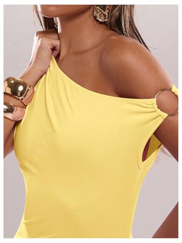 Image of Verdusa Women's Off The Shoulder Dresses Asymmetrical Ruched Sleeveless Maxi Dress