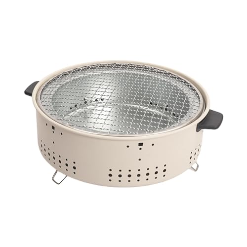 Parrilla de carbón portátil para camping, parrilla pequeña antiadherente con mango antiquemaduras, métodos de parrilla duales, parrilla de mesa, parrilla de carbón para barbacoa