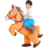 KOOY Inflatable Horse Costume Kids Riding Ride Cowboy Costume Funny Inflatable Costume for Kids Halloween Costumes Blow up Cosplay Party