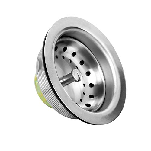 Kitchen Sink Drain Strainer Assembly with Basket Strainer and Stopper, 3 1/2 Inch Stainless Steel Kitchen Sink Strainer Stopper Colour Brushed Stainless Steel