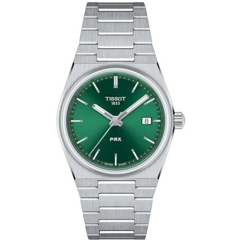 Tissot PRX Swiss Quartz Unisex Watch, Green Dial, Stainless Steel, 35 mm Case, T1372101108100