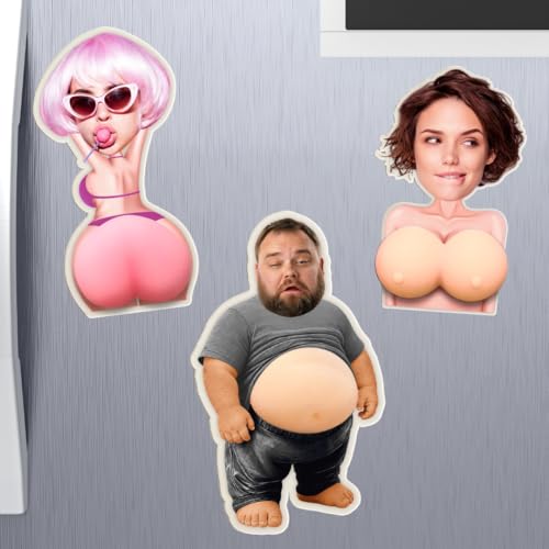 Custom Face Funny Naughty Gift for Husband, Boyfriend, Him - Personalized Fridge Magnet, Custom Face...