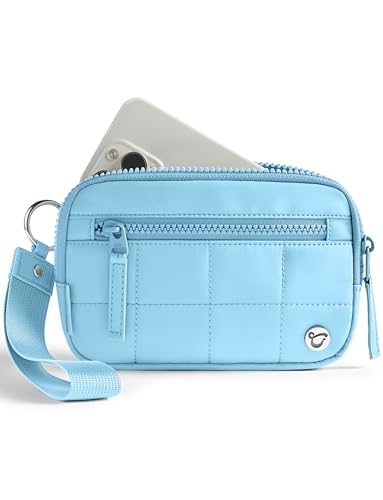 Image of Uselike Womens Wallet Card Holder Purse with Zipper Quilted Phone Wallet RFID Blocking Small Wristlet Wallets for Everyday, Travel (Pastel Blue)