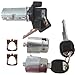 Ignition Key Switch Cylinder Set #701400#700843 Car Door Lock Cylinder Kit Fit for G M C C3500 Sierra SLX Crew Cab Pickup 4-Door 7.4L 454Cu. in. V8 Gas OHV Naturally Aspirated 1993, New Version