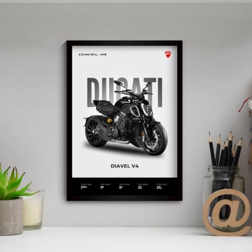 Image of Ducati Diavel Poster | Framed Poster of Ducati Superbike A4 Sized (31 x 23 cm) | Superbike Posters for Wall, Gift for Boys, Ducati Bike Frame | Bike Frames | Bike Posters for Wall, Bedroom, Hostel (F 067)