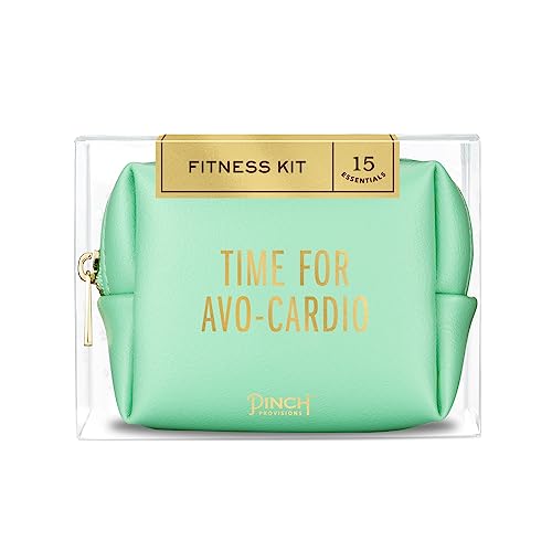 Pinch Provisions Fitness Kit -Jade Green Vegan Leather (Avo-Cardio), 15 Must-Have Emergency Essentials for Fitness, Mid-Sized, Portable Pouch, Gift idea for Birthday